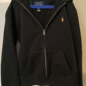 Boys Ralph Lauren size medium black hooded zip sweatshirt